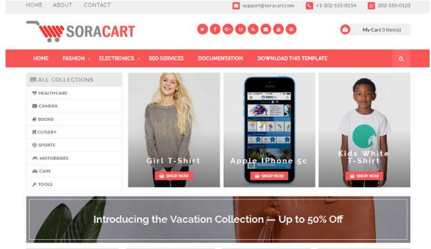 Sora Cart Blogger Ecommerce Templats free download