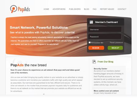 popads publishers program to make money from your blog
